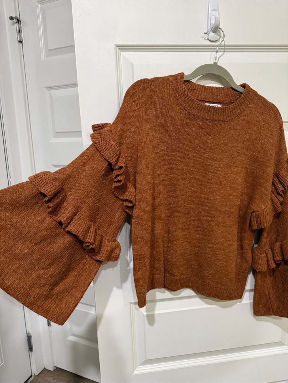 MudPie Knit Sweater with Flounced Sleeves - Picture 2 of 4